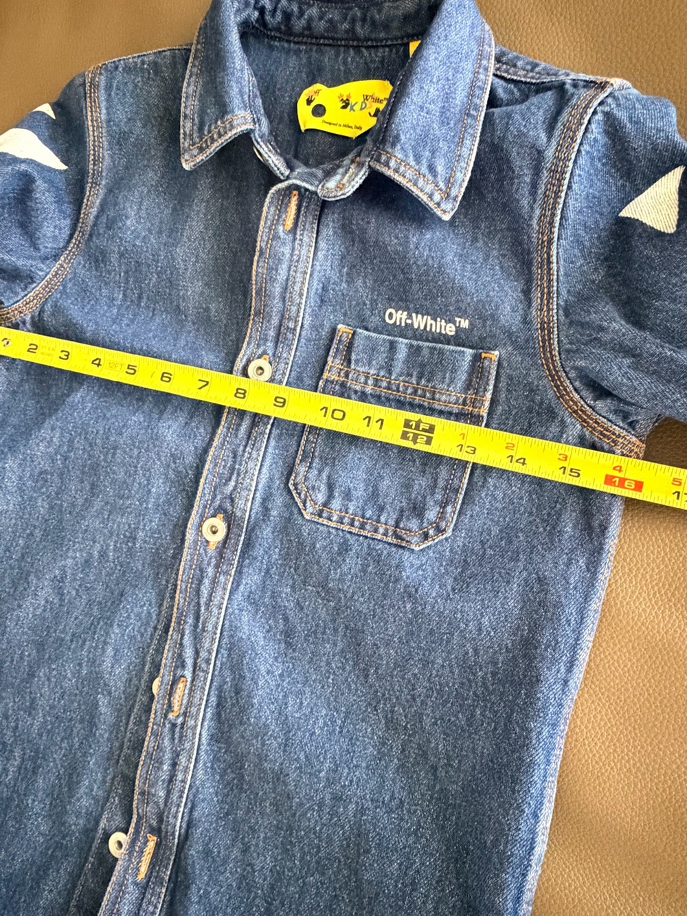 Off-White Kids' Logo Denim Shirt Jacket In Medium Blue 10y - Picture 6 of 8